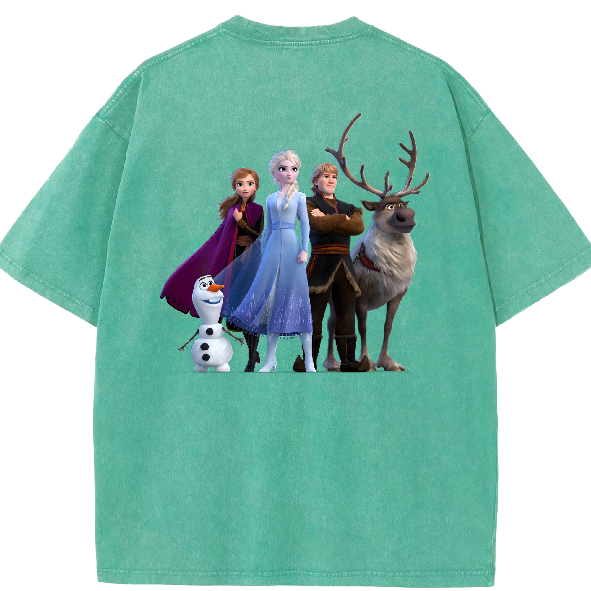 （画像用） アナと雪の女王 アンナ エルサ Frozen Anna Elsa 綿100% ヴィンテージ風 半袖Tシャツ（背面プリント）